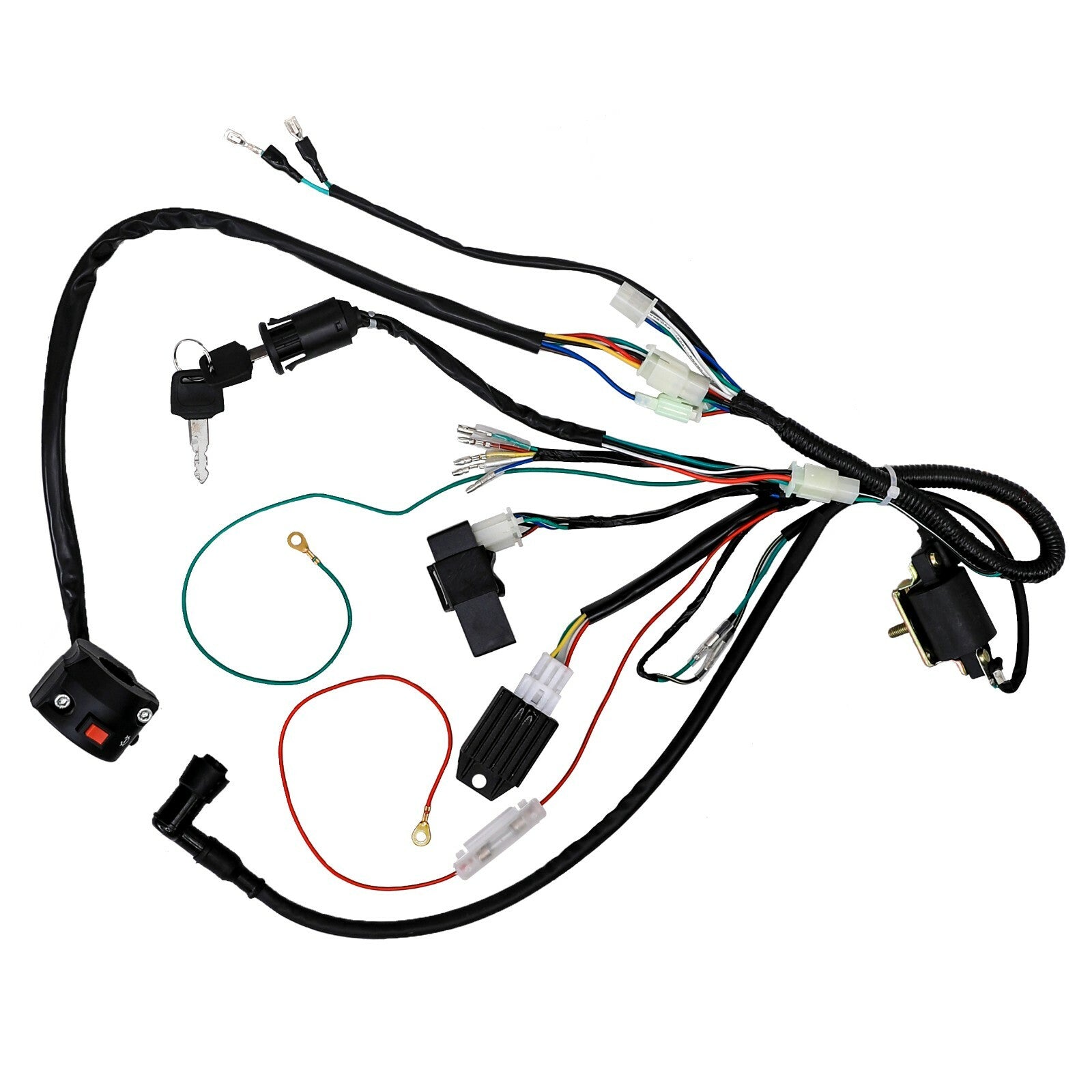 CDI wiring harness with rectifier and optocoupler suitable for 50cc and 125cc displacement stunt motorcycles SSR, CRF50, and SDG-.