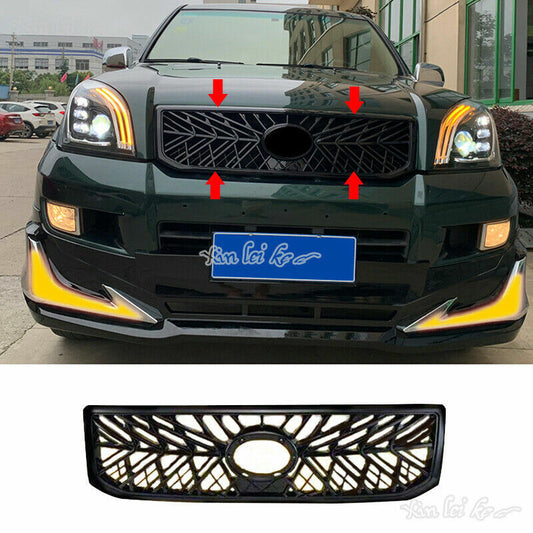 for Toyota Prado 2003-2009 Black ABS Front Bumper Grille Refit TRD Style Cover