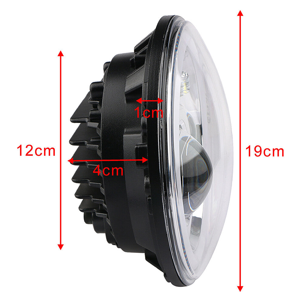 7 Headlight Motorcycle Motorbike Hi/Lo Beam LED Front Light Headlamp Universal