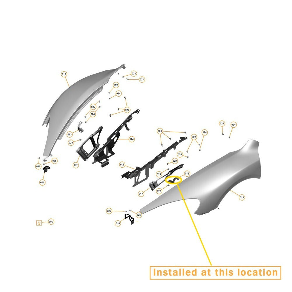 for McLaren 650 675 external fender mounting bracket (left) Equipment Manufacturer: 11A7035CP