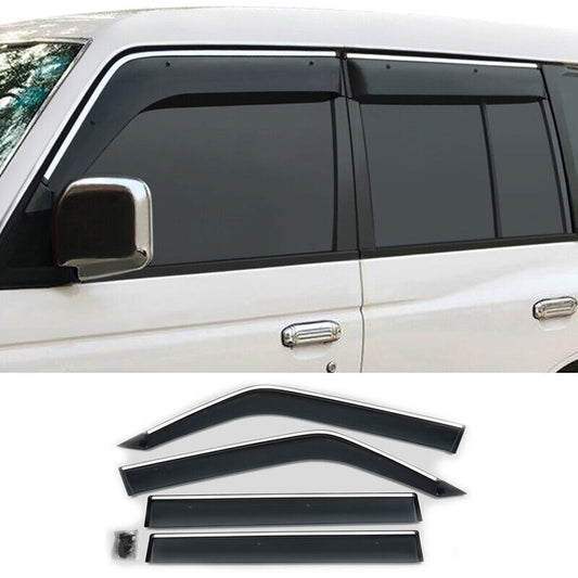 Window Visor Deflector W/Stainless Steel Trim for Mitsubishi Pajero V31 V32 V33