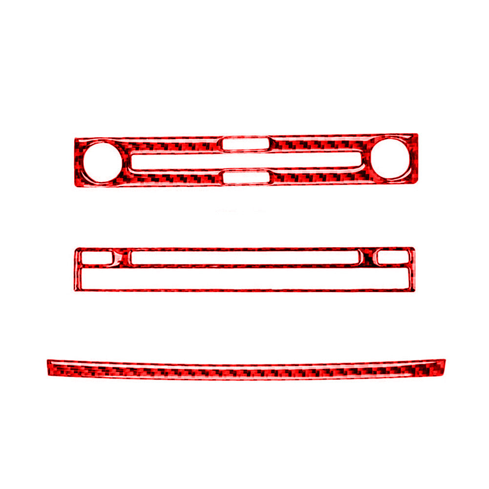 3x Red Carbon Fiber Interior CD Console Cover Trim for Subaru Forester 2009-2013