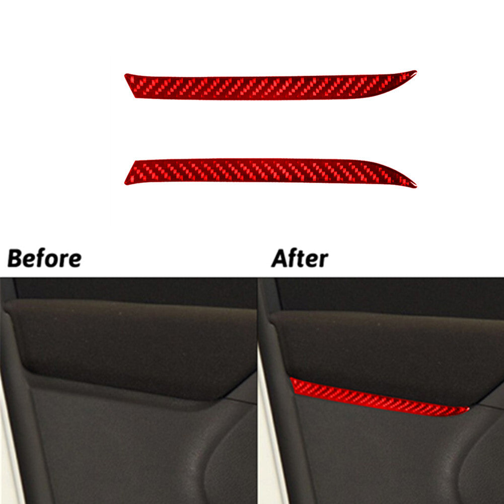 Red Carbon Fiber Front Door Handle Panel Trim for Volkswagen for Tiguan 2013-2017