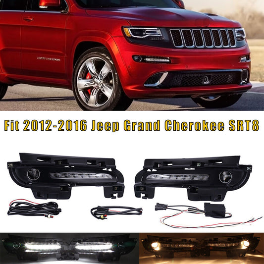 Fit 2012-2015 2016 for Jeep Grand Cherokee SRT8 LED DRL Daytime Running Fog Lights