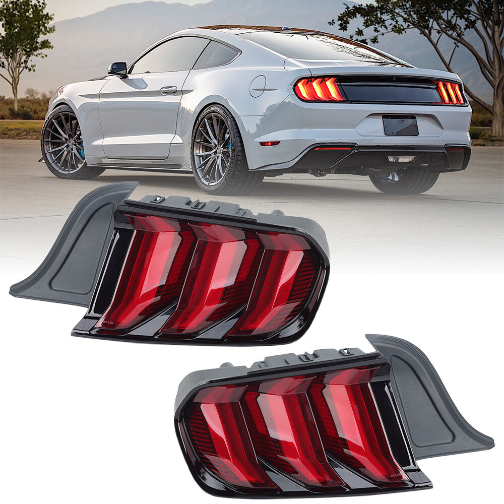 2×for Ford for Mustang 2015-2023 Tail Lights Taillight Left+Right Red