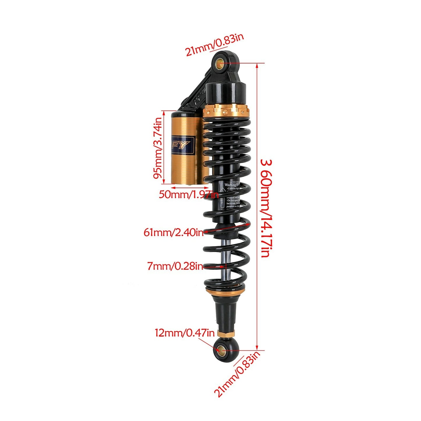360mm Motorcycle Air Rear Shock Absorbers for BMW for Honda CB750 CB1300 ZRX400 1200