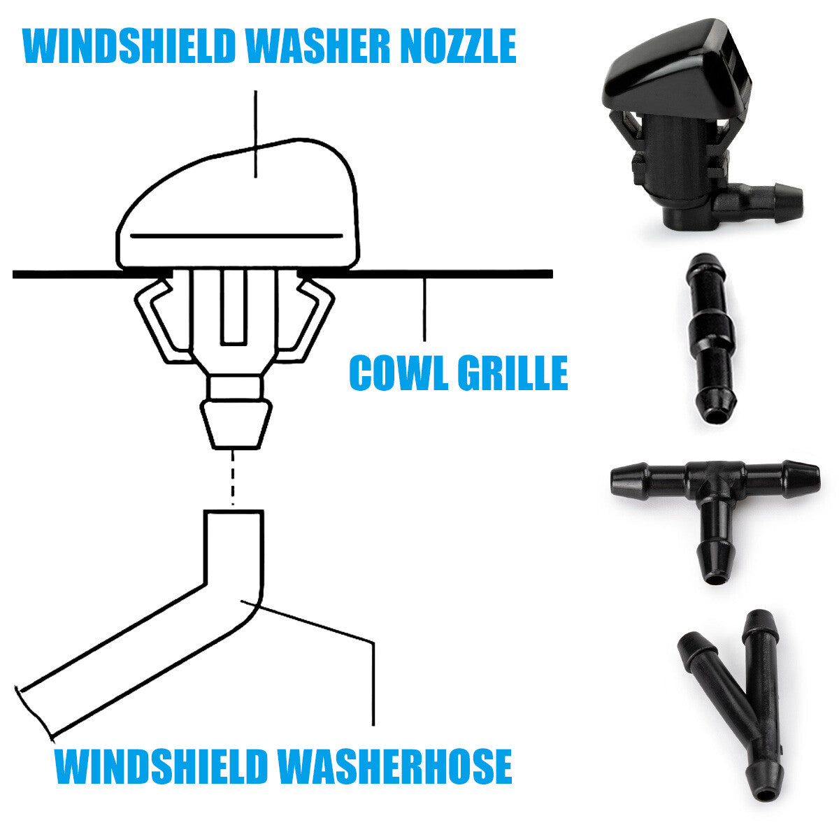 2x Front Wiper Sprayer Windshield Washer Nozzle for Ford Focus Edge for Lincoln MKX