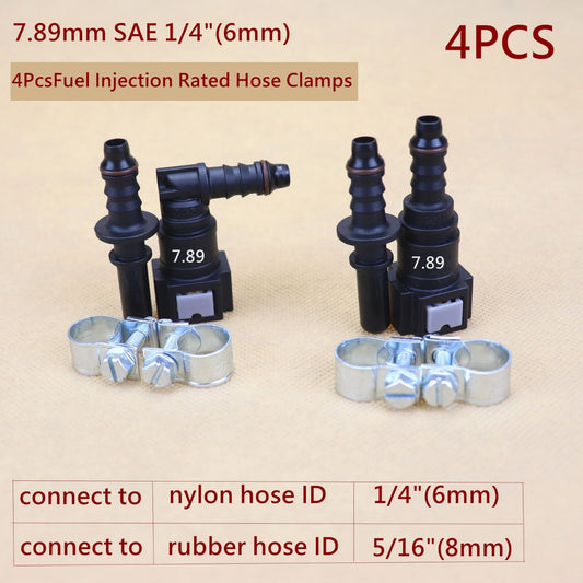 2 sets of 1/4-inch SAE to 1/4-inch automotive nylon fuel line hose quick-release connectors