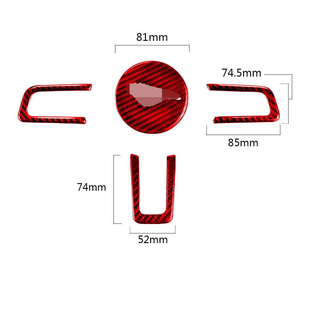 4¡ÁRed Carbon Fiber Interior Steering Wheel Panel Trim for Ford for Mustang 2015-2022