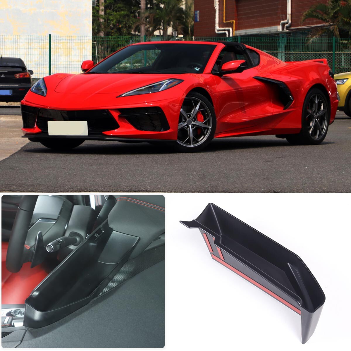 ABS red interior door switch button decorative frame for Corvette C6 2005-2013