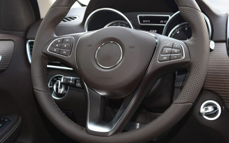 for Benz GLE GLS 2016-19 Black Wood Grain Inner Steering Wheel Frame Cover Trim