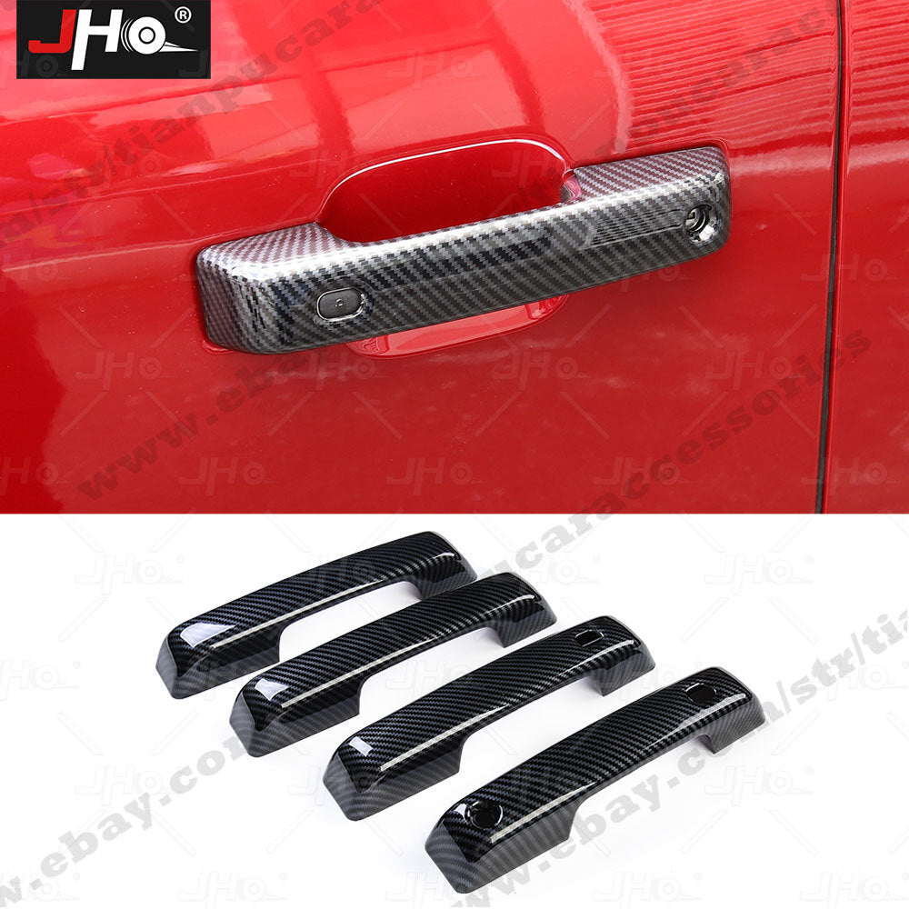ABS Carbon Fiber Side Exterior Door Handles Trims Cover for Ford F150 2021-2022
