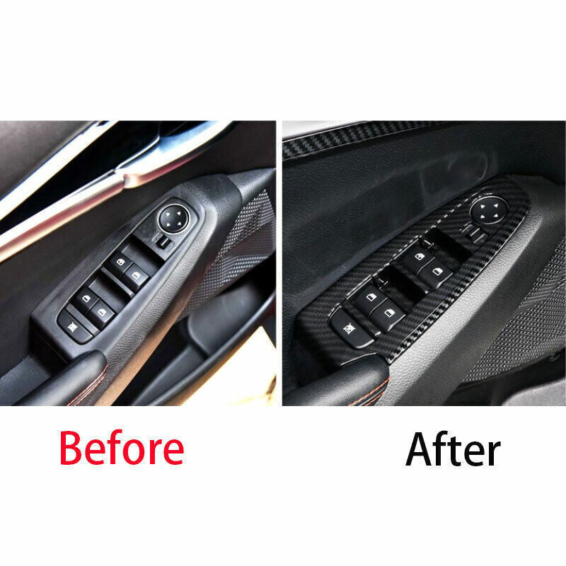Car Glass Window Lifting Lock Panel Trim Fit for Kia Seltos 2020-22 Carbon Fiber