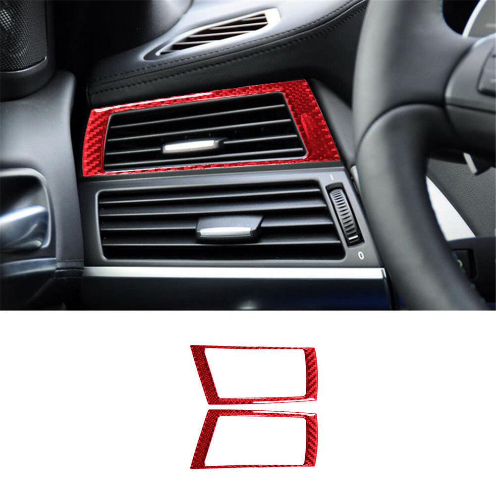 Red carbon fiber upper ventilation outlet frame for BMW X5 E70 X6 E71 2008-2013
