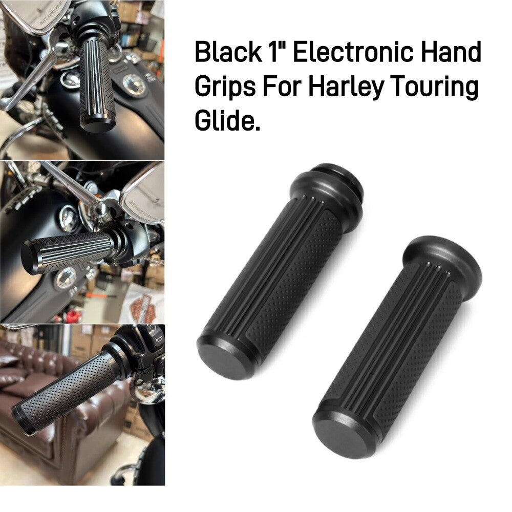 Black 1Electronic Hand Grips for Harley Touring Road King Electra Glide Softail