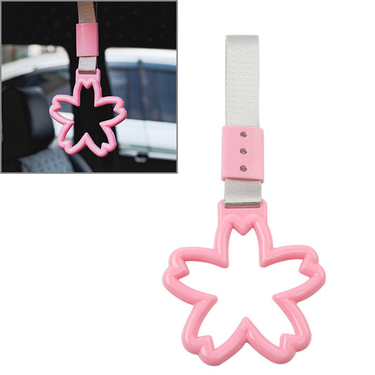 Cherry Blossom Shaped Ring Train Bus Handle Strap Drift Charm Tools Sliver+Pink