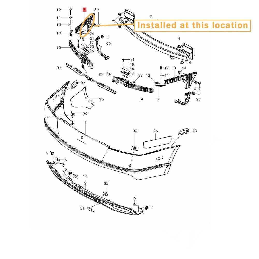 Left rear bumper bracket for Bentley GT Coupe 16-19 (3W3807393F-)