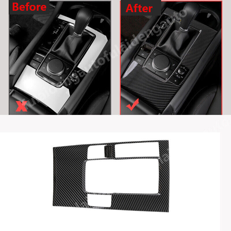 for Mazda 3 2019-2022 Carbon Fiber Style Inner Gear Shift Box Panel Cover Trim