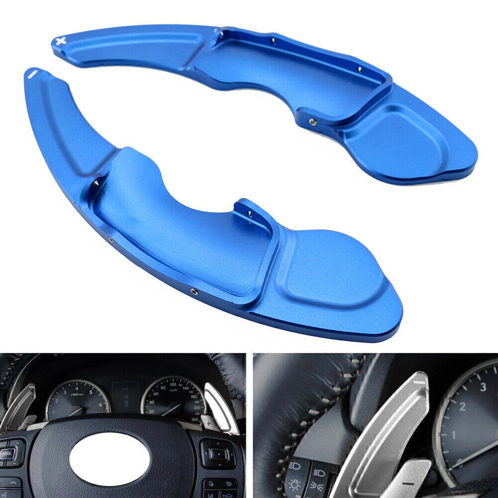 Pair Blue Steering Wheel Shift Paddle Shifter Extension Trim for Lexus RC NX IS