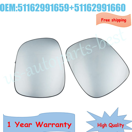 1 Pair LR Mirror Glass Heated for BMW X3 2010-2014 51162991659 51162991660
