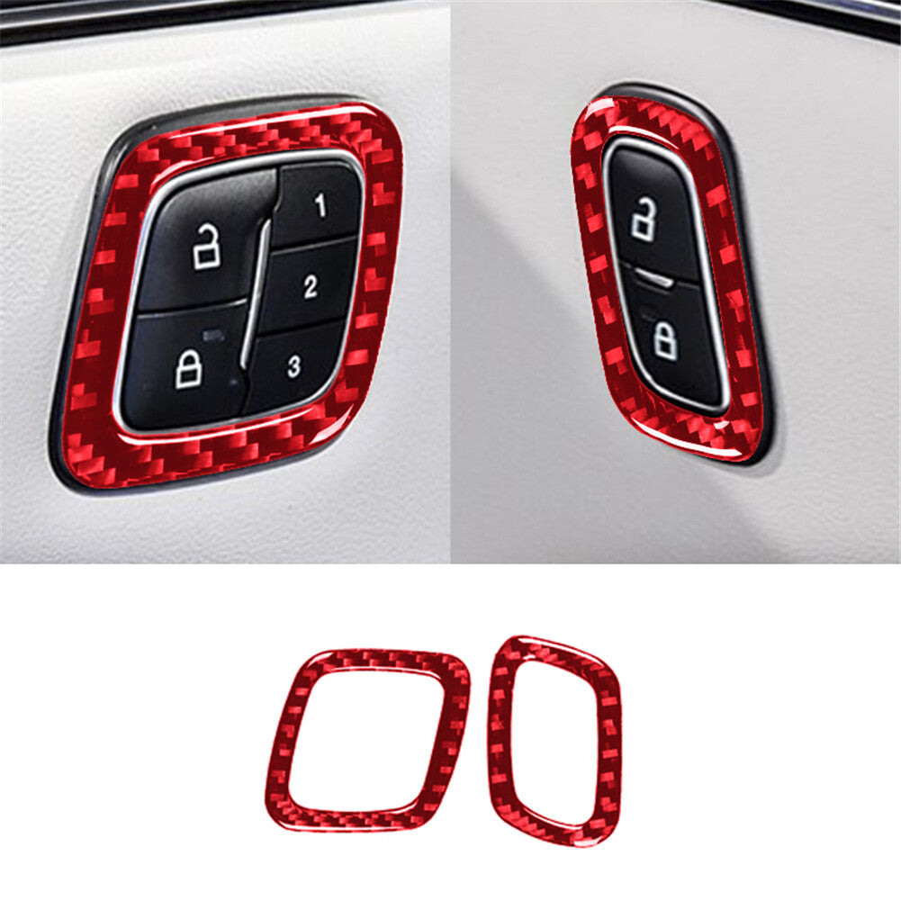 Red carbon fiber interior door lock pin cover trim 2 pieces for Ford for Mustang Mach-E