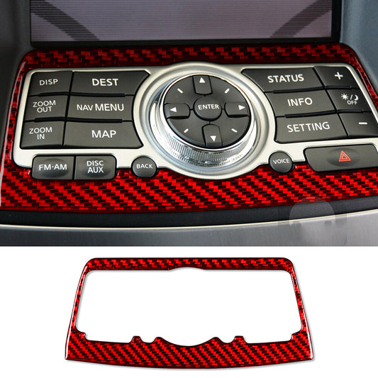 Red Carbon Central Control Multimedia Panel Cover for Infiniti G37 Sedan 2007-13