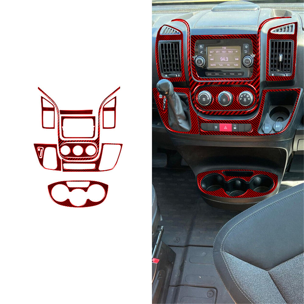 10X Red Carbon Fiber Center Console Cover Trim for RAM Promaster 2014-2021