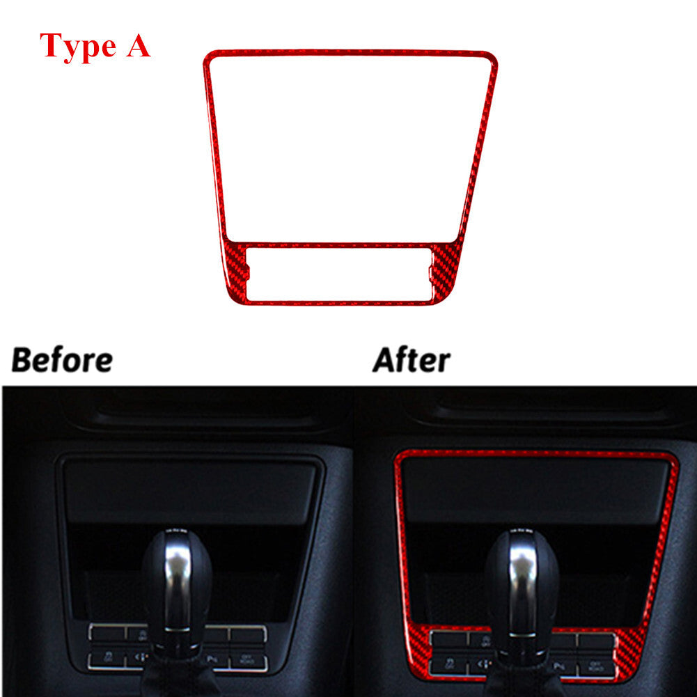Red Carbon Fiber Central Console Surround Frame Trim for Volkswagen for Tiguan 13-17