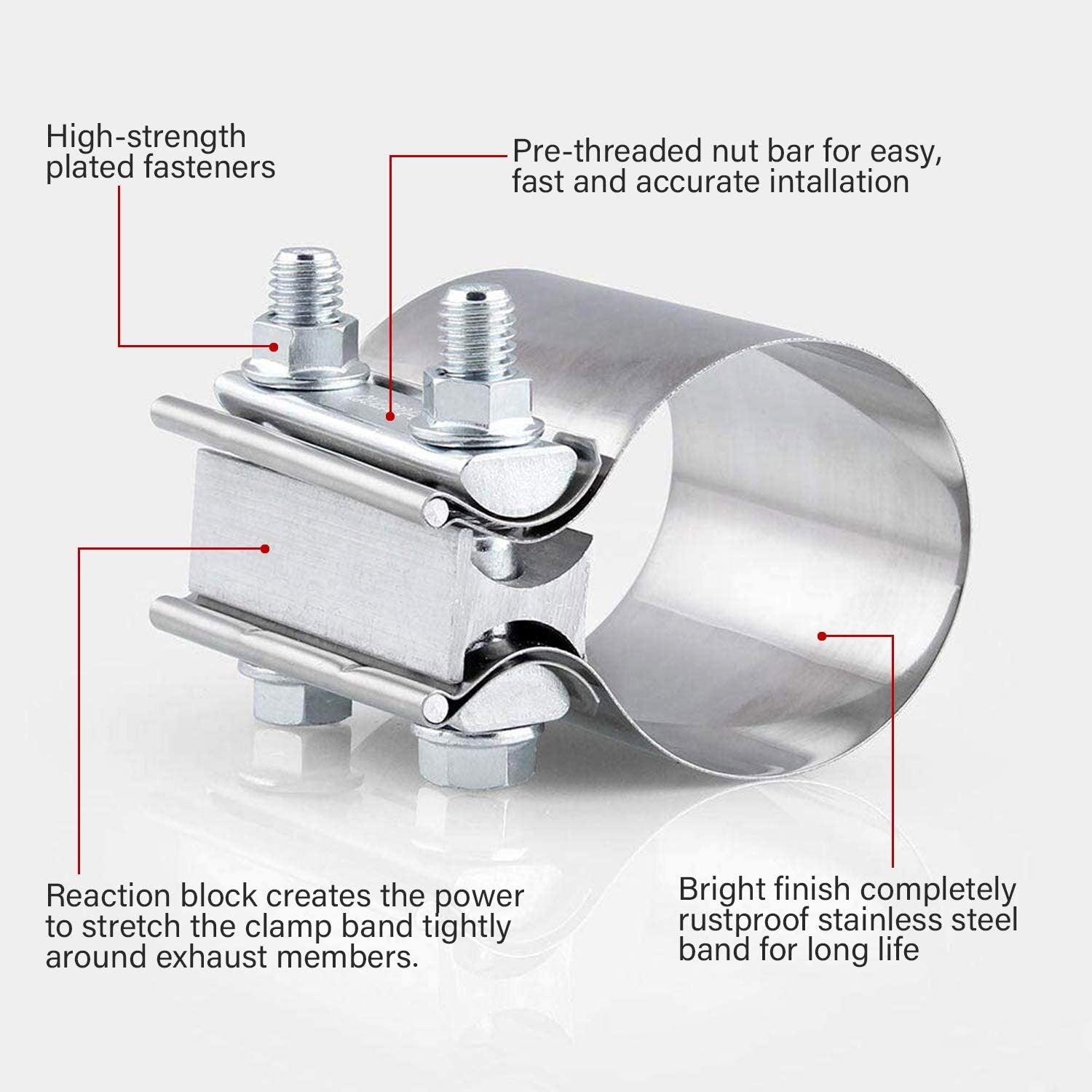 Exhaust clip 3-inch diameter Butt combined with clip exhaust coupler to prevent leakage 2 pieces