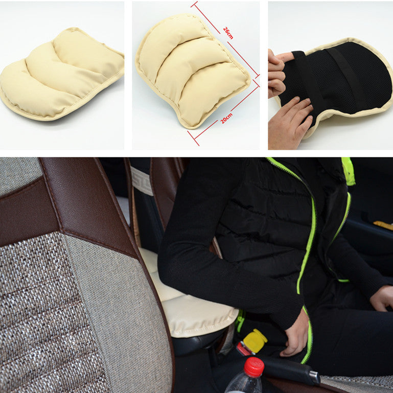 Car SUV Center Armrest Console Soft Cushion PU Leather Mat Box Cover Pad Beige