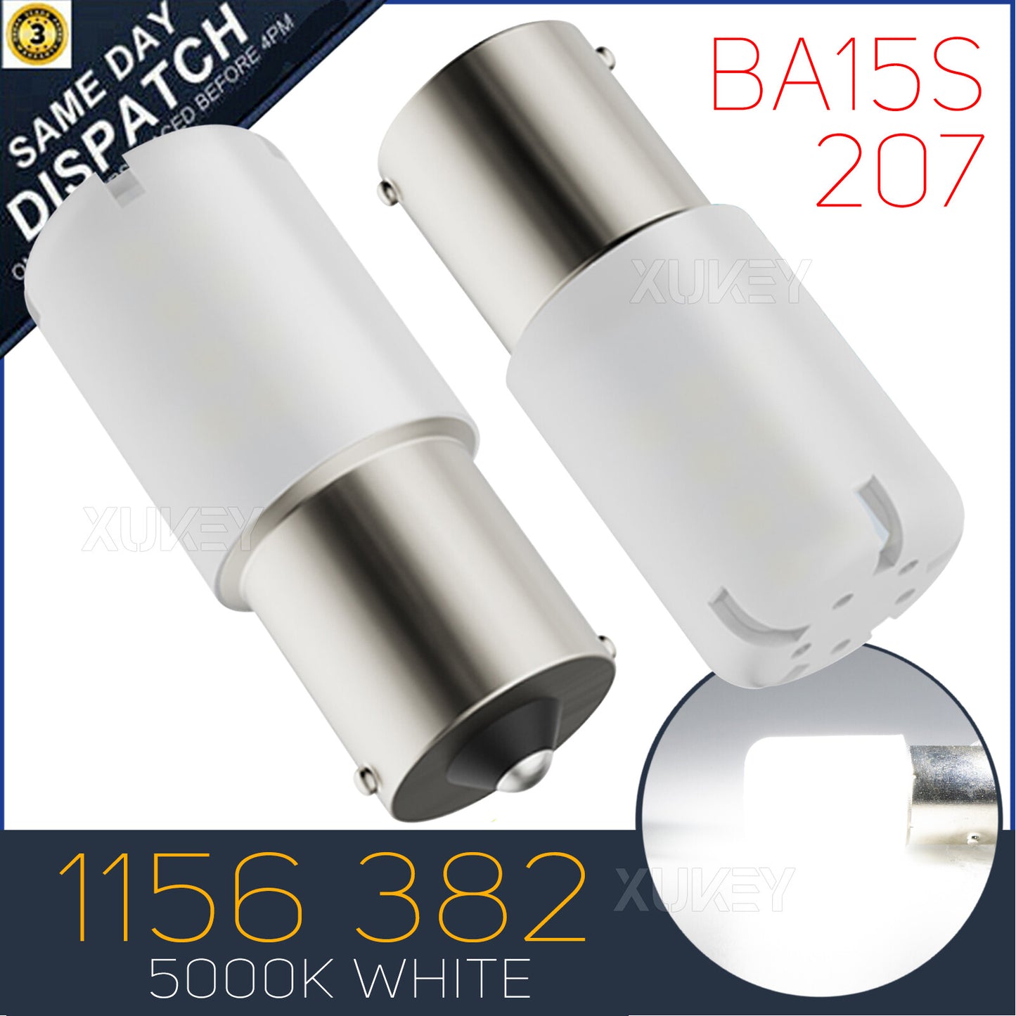 2PCS BA15S 18 SMD LED -BRIGHT WHITE 1156 R5w Brake Reverse Light Bulb Globe Lamp
