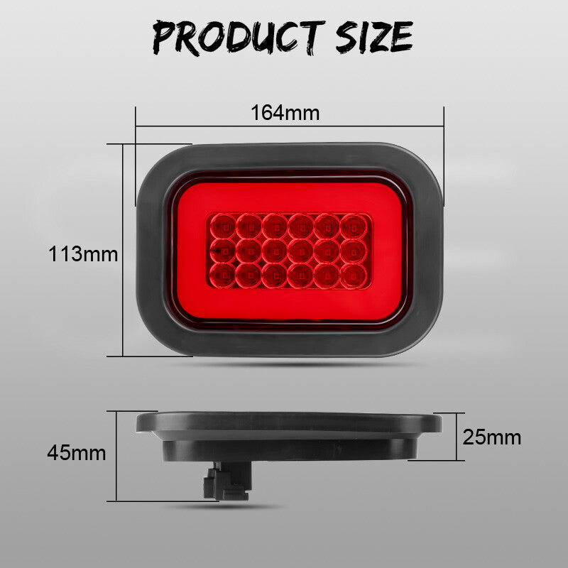 For Trailer Tow Truck 2pc Red Rectangular LED Tail Lights With Pigtails 5 x 3