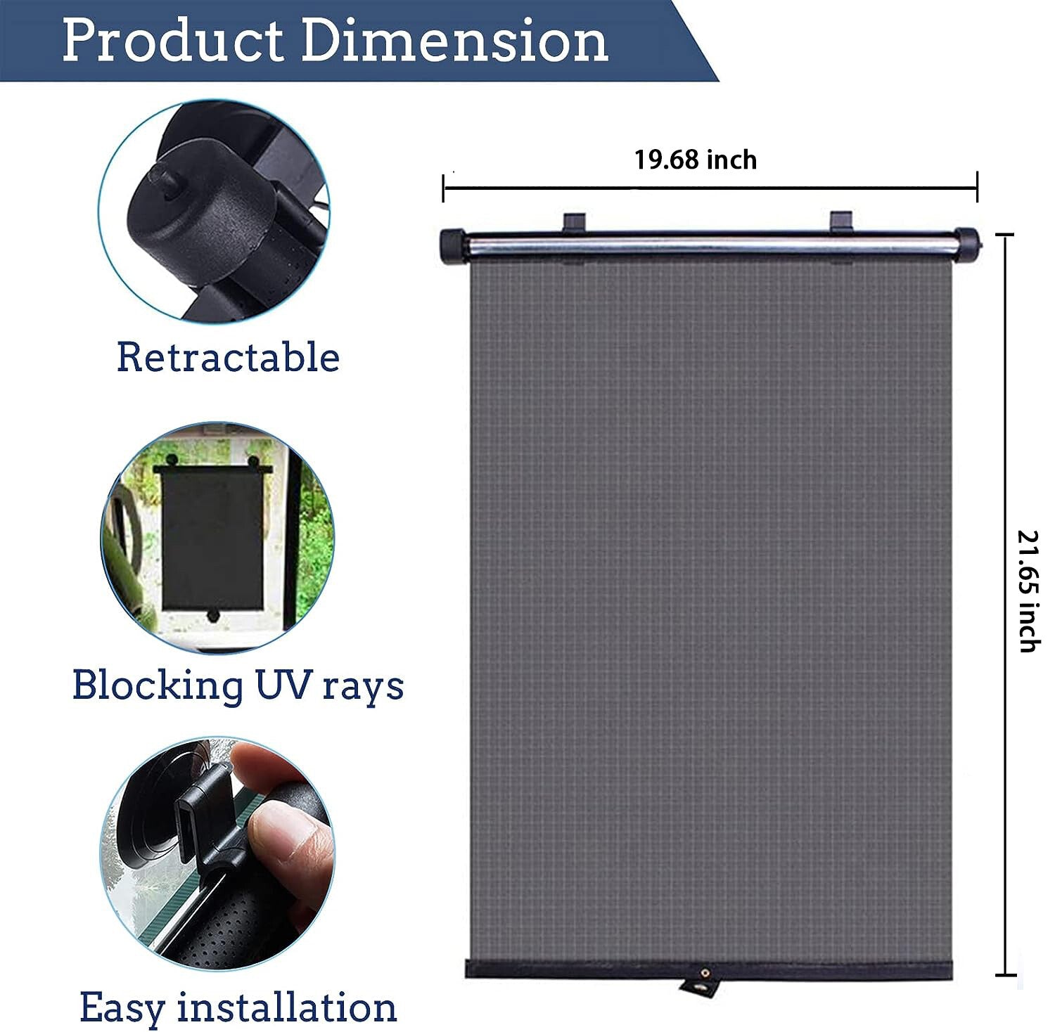 2Pcs Retractable Car Auto Side Window Baby Sun Shade Shield Roll Cover 5550CM