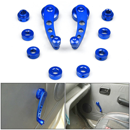 Blue Billet Aluminum Alloy Window Crank Handle Winder Kit for Truck Car Door