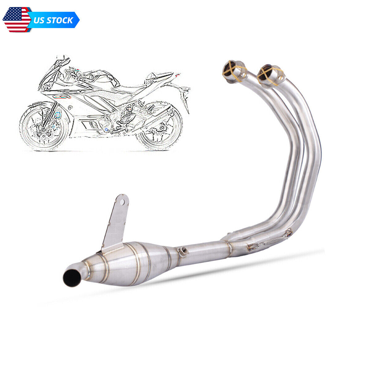 for Yamaha YZF R3 MT-25 Modified Exhaust Connected Header Front Pipe Link System