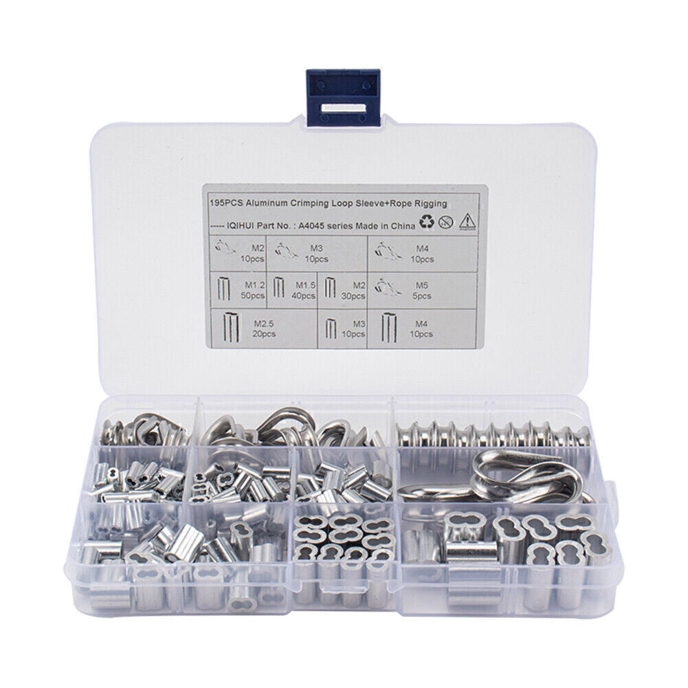 195x M2/3/4/5 Steel Thimble and 6-Size Crimping Loop Sleeve Assortment Kit