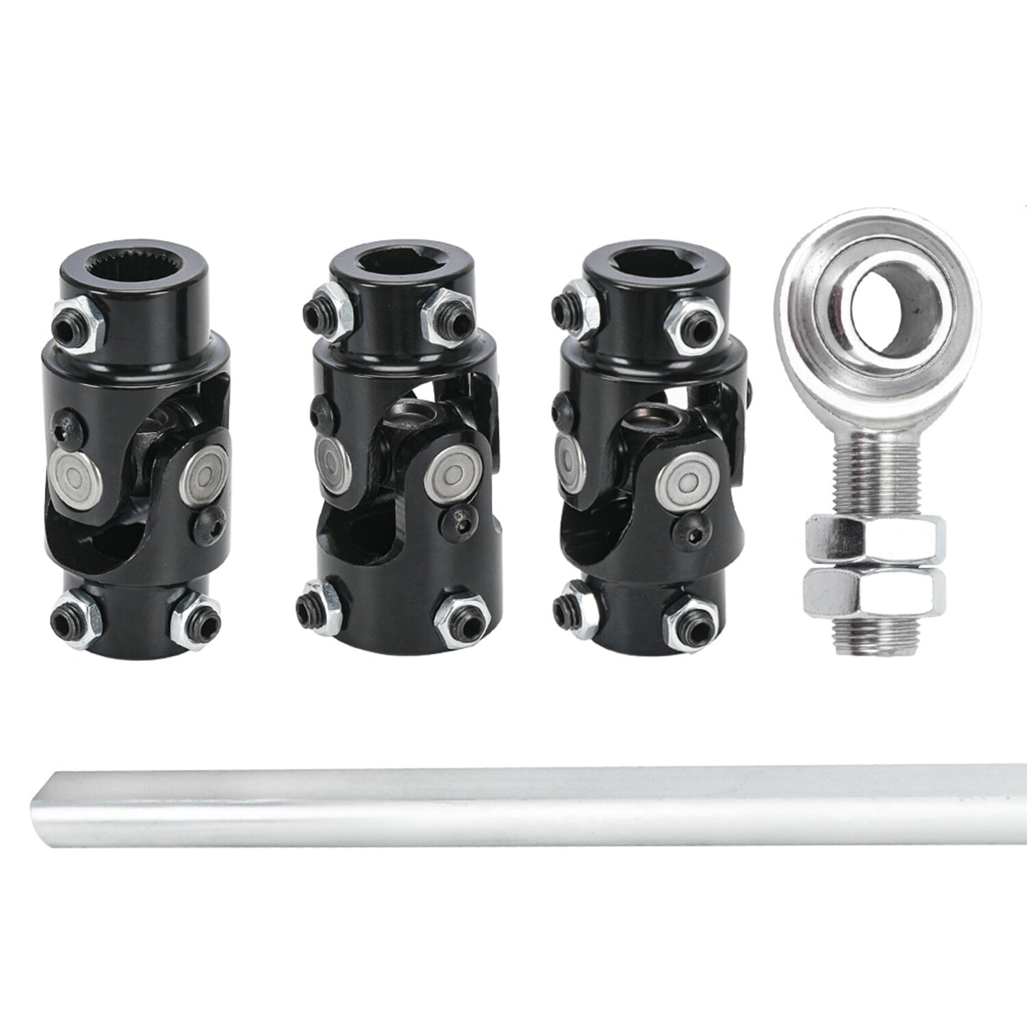 Steering Box Black U Joint 36 Steel Steering Shaft + 3/4 Support Bearing Kit