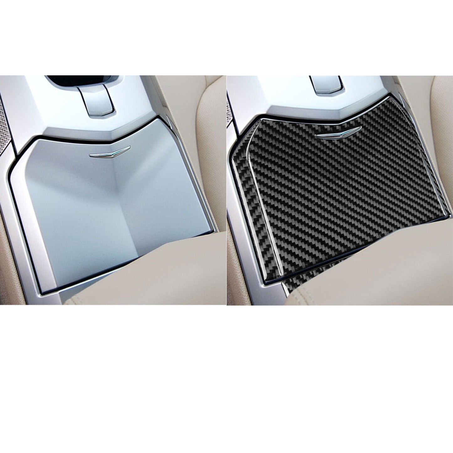 Console Storage Box Cover Trim for Cadillac CTS 2008-13 Real Black Carbon Fiber