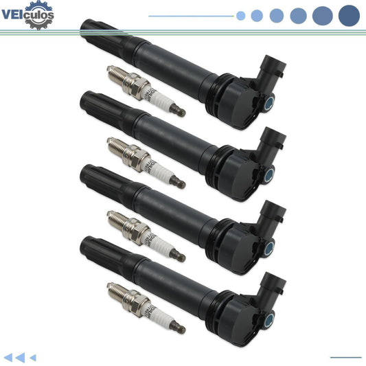 4Pcs Ignition Coil UF649 + Iridium Spark Plug 97637 for Fiat 500 2012-17 L4 1.4L