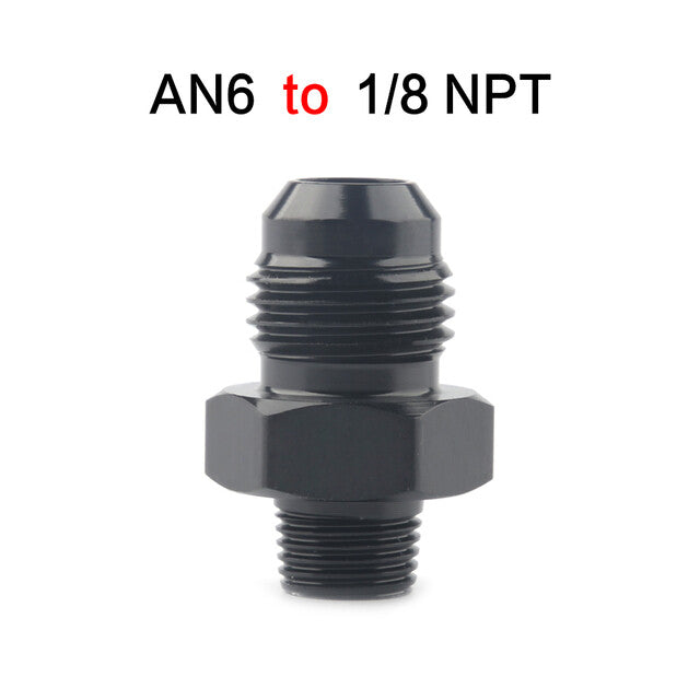 2Pcs 1/8 NPT to 6AN Adapter Pipe Thread to AN6 Male Flare Fitting Black