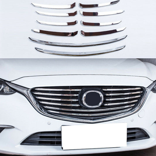 for Mazda 6 Atenza 2017-2018 Glossy Chrome Front Center Mesh Grille Strip Trims