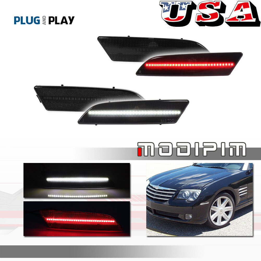 Suitable for 04-08 for Chrysler Crossfire Smoke Lens Side Marker LED Kit, White + Red