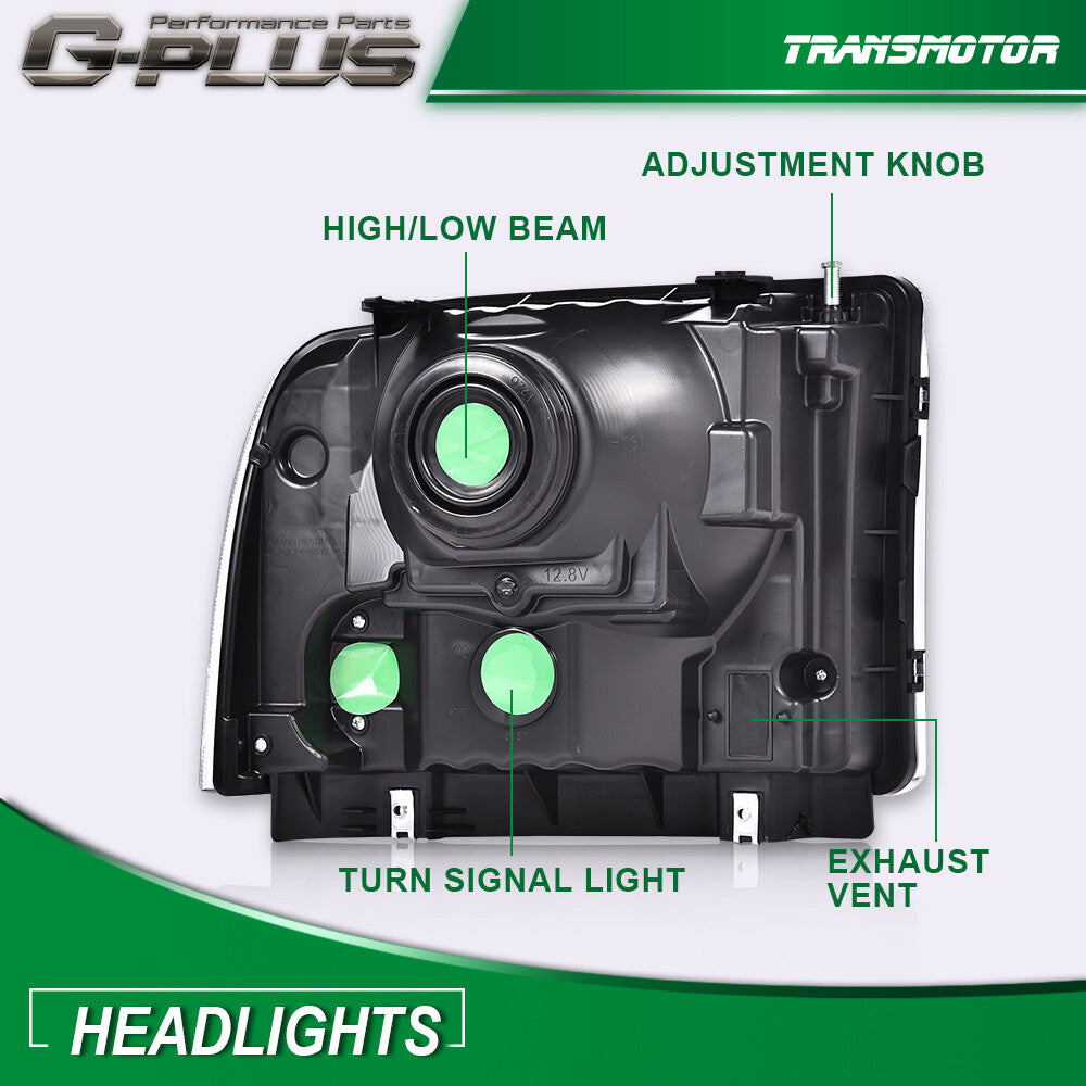 Excursion headlights are compatible with 99-04 for Ford Super Duty F-250 and F-350 trucks.