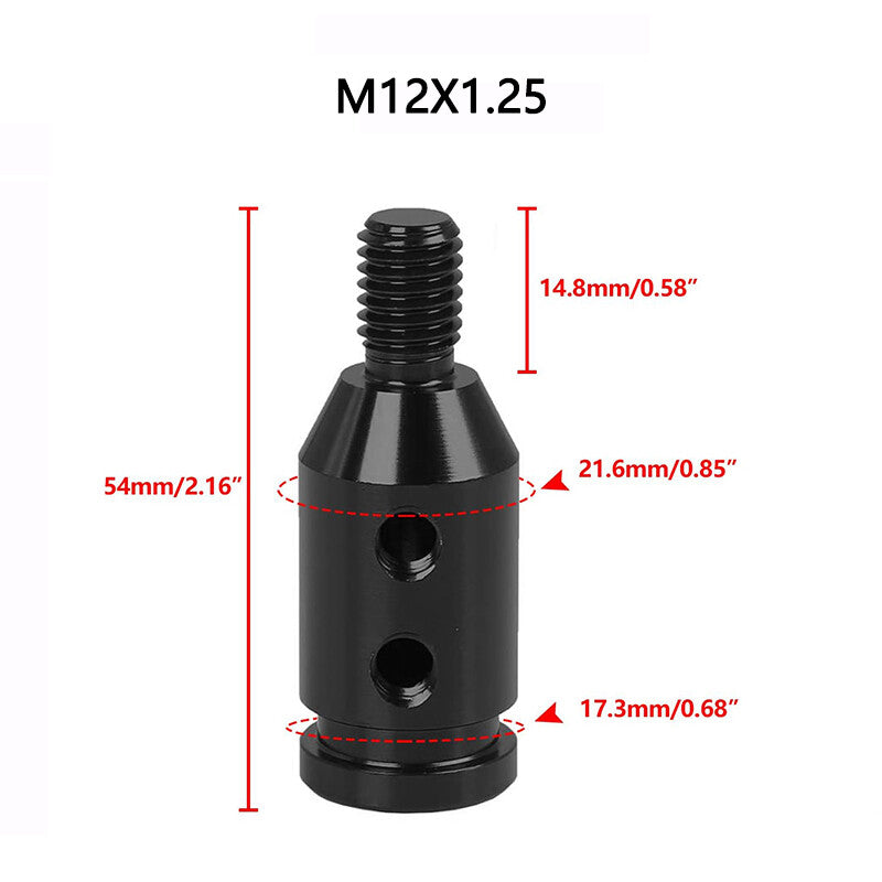M12 x 1.25 Car Gear Shift Knob Adapter for Non Threaded Shifter Black Universal
