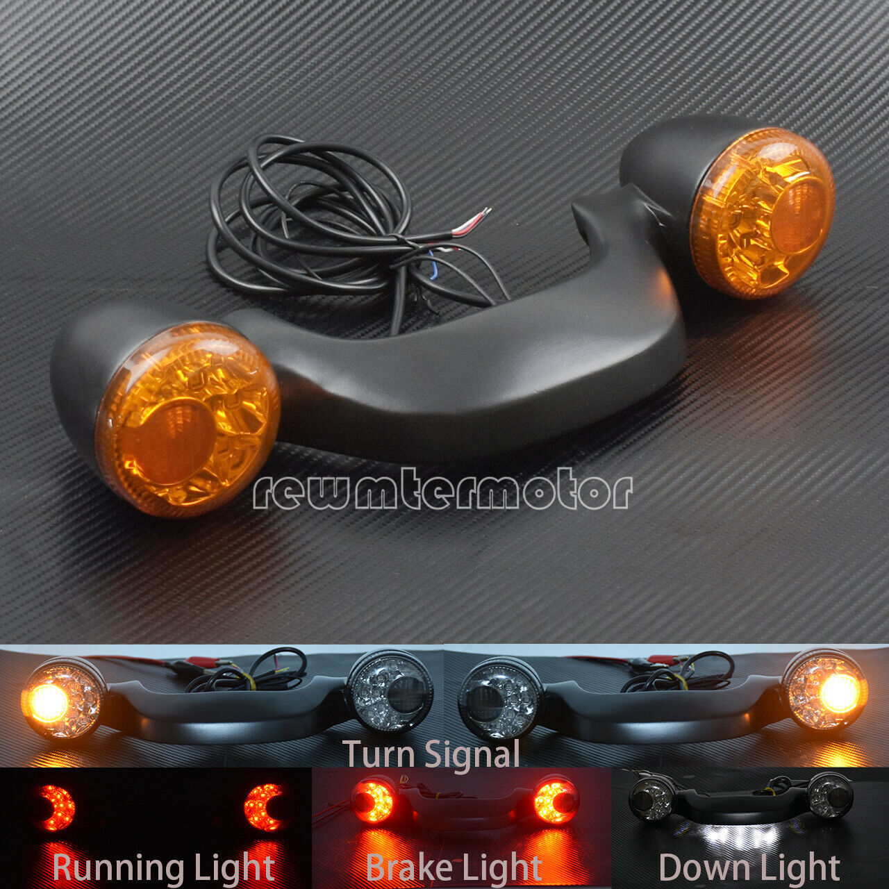 Black Rear LED Brake Light Turn Signal Bar Fit for Harley FLHX Road Glide 10-22