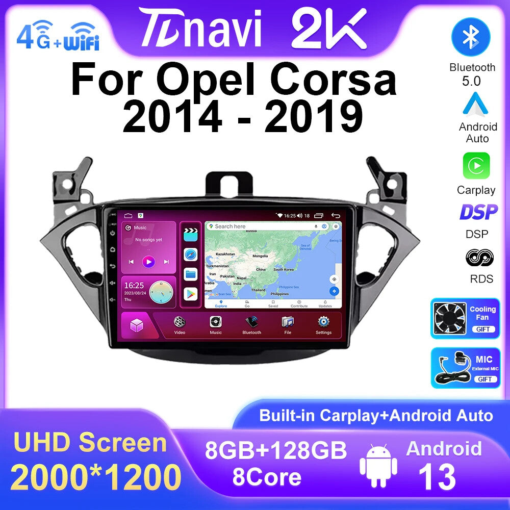 for Opel Corsa E 2014-2019 Car Radio CarPlay Audio Multimedia Android GPS Screen