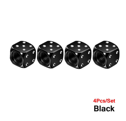 4-piece car tire valve cover rod air dust cover dice black for Toyota