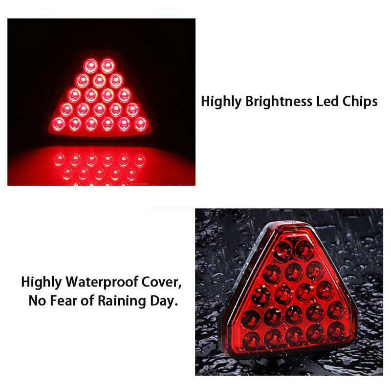 Universal F1 Style 19 LED Strobe Rear Stop Tail Lamp Triangle Brake Light Red