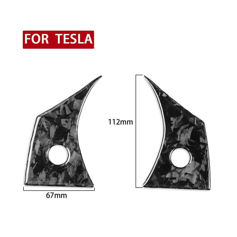 Forged Carbon Fiber Steering Wheel Button Trim¡Á2 for Tesla Model 3 Y 2017-2023