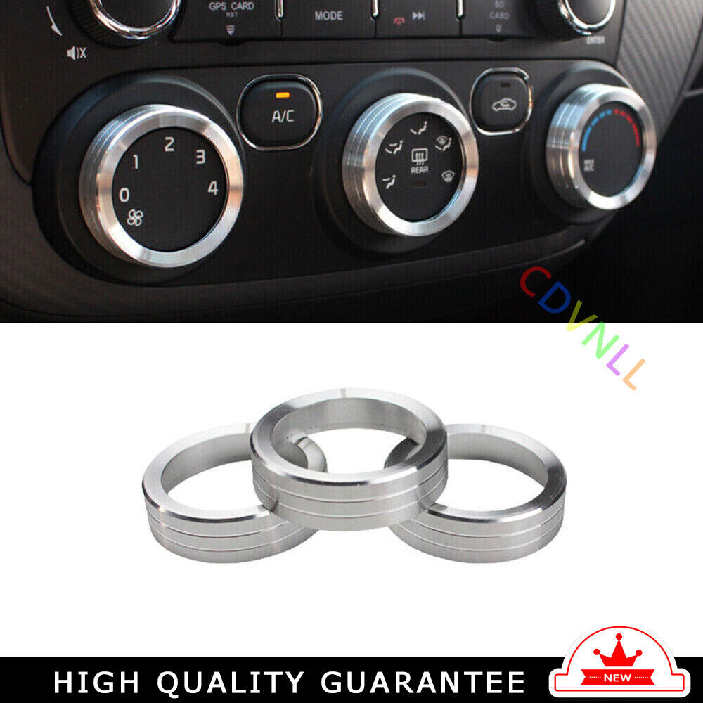 Console AC Switch Control Button Ring Trim Fit for Kia K3 14-18 Silver Aluminum